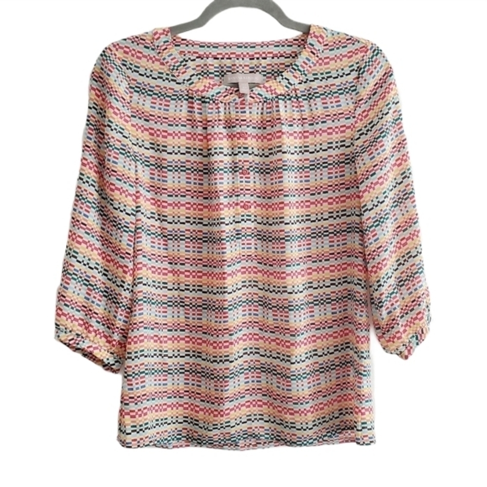 Banana Republic Rainbow Check Office Blouse Shirt